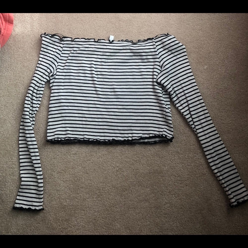 Black and white striped crop top